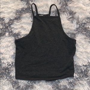 Grey halter crop tank